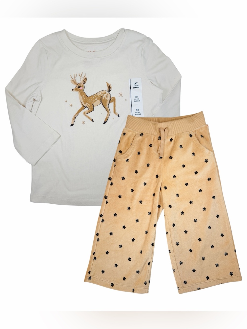 Cat & Jack 2T Deer Top & Plush Pants Outfit Set NWT